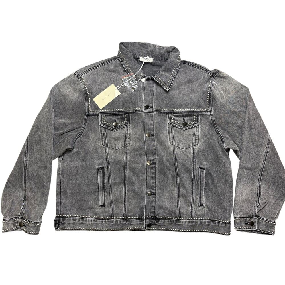 New With Tags MNML Black Studded Trucker Jacket - Men's XXXL